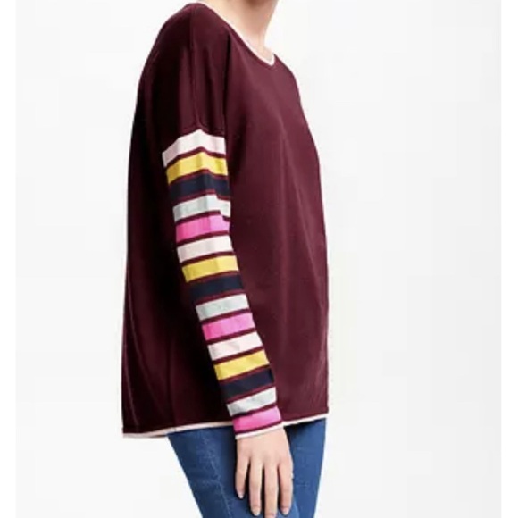 Boden Berwick Maroon Striped Sleeve Sweater - Picture 11 of 13